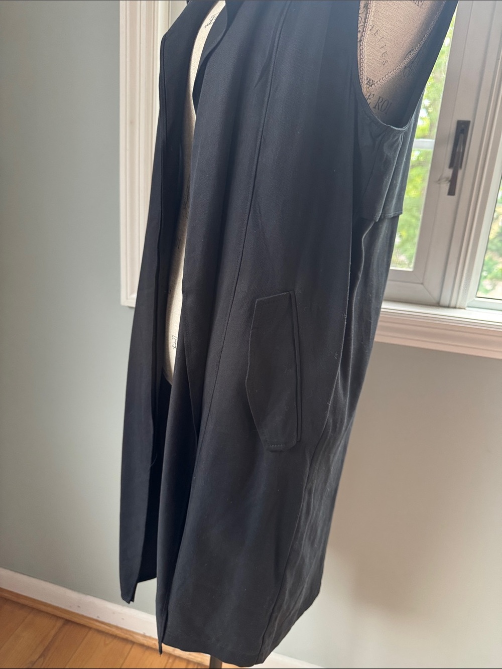 Philosophy black sleeveless trenchcoat notched collar NWT S/M - Picture 4 of 9